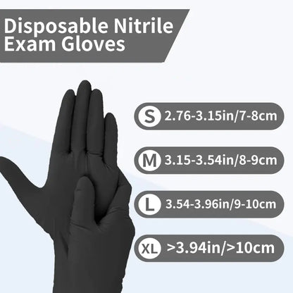 200-Piece Heavy-Duty Nitrile Gloves Bulk Pack - Black, Purple, Blue, 5Mil Thickness, Disposable, Powder-Free, Latex-Free, Chemical Resistant, Flexible and Form-Fitting for Industrial, Automotive, Cooking, Cleaning, and Pet Grooming Applications