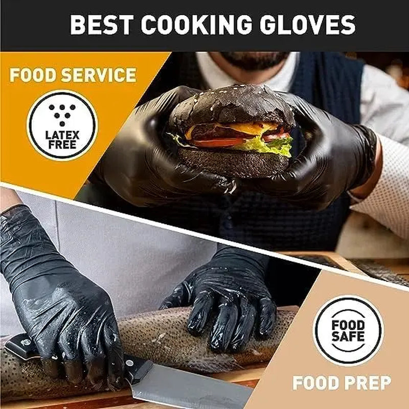 200-Piece Heavy-Duty Nitrile Gloves Bulk Pack - Black, Purple, Blue, 5Mil Thickness, Disposable, Powder-Free, Latex-Free, Chemical Resistant, Flexible and Form-Fitting for Industrial, Automotive, Cooking, Cleaning, and Pet Grooming Applications