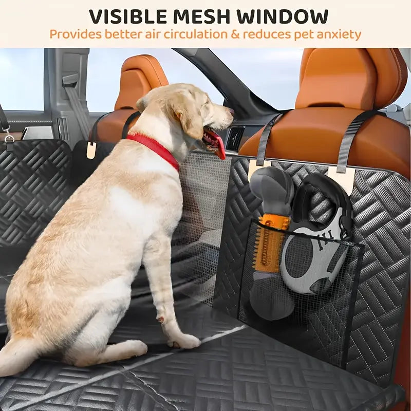 Premium Waterproof Dog Car Seat Cover with Mesh Window - Durable and Scratch-Resistant for Trucks and SUVs, Perfect for Aggressive Chewers, Black