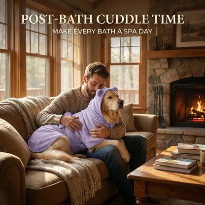 Koogal Adjustable Waistband Microfiber Dog Bath Robe and Towels for Quick Drying - Suitable for Small to Large Dogs (6 to 115 lbs)