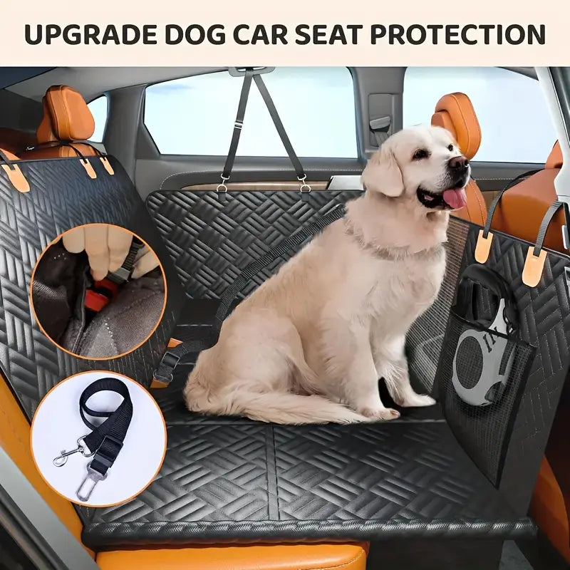 Premium Waterproof Dog Car Seat Cover with Mesh Window - Durable and Scratch-Resistant for Trucks and SUVs, Perfect for Aggressive Chewers, Black