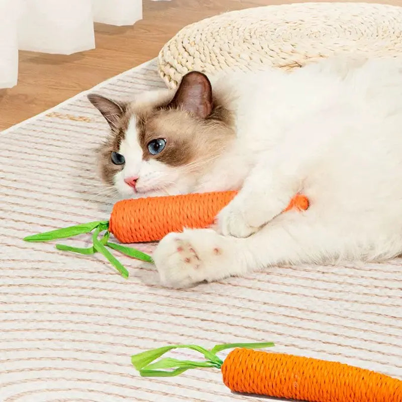 Lovely Caves Cotton Carrot Cat Chew Toy Set, 2 Pieces