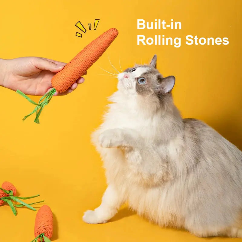 Lovely Caves Cotton Carrot Cat Chew Toy Set, 2 Pieces