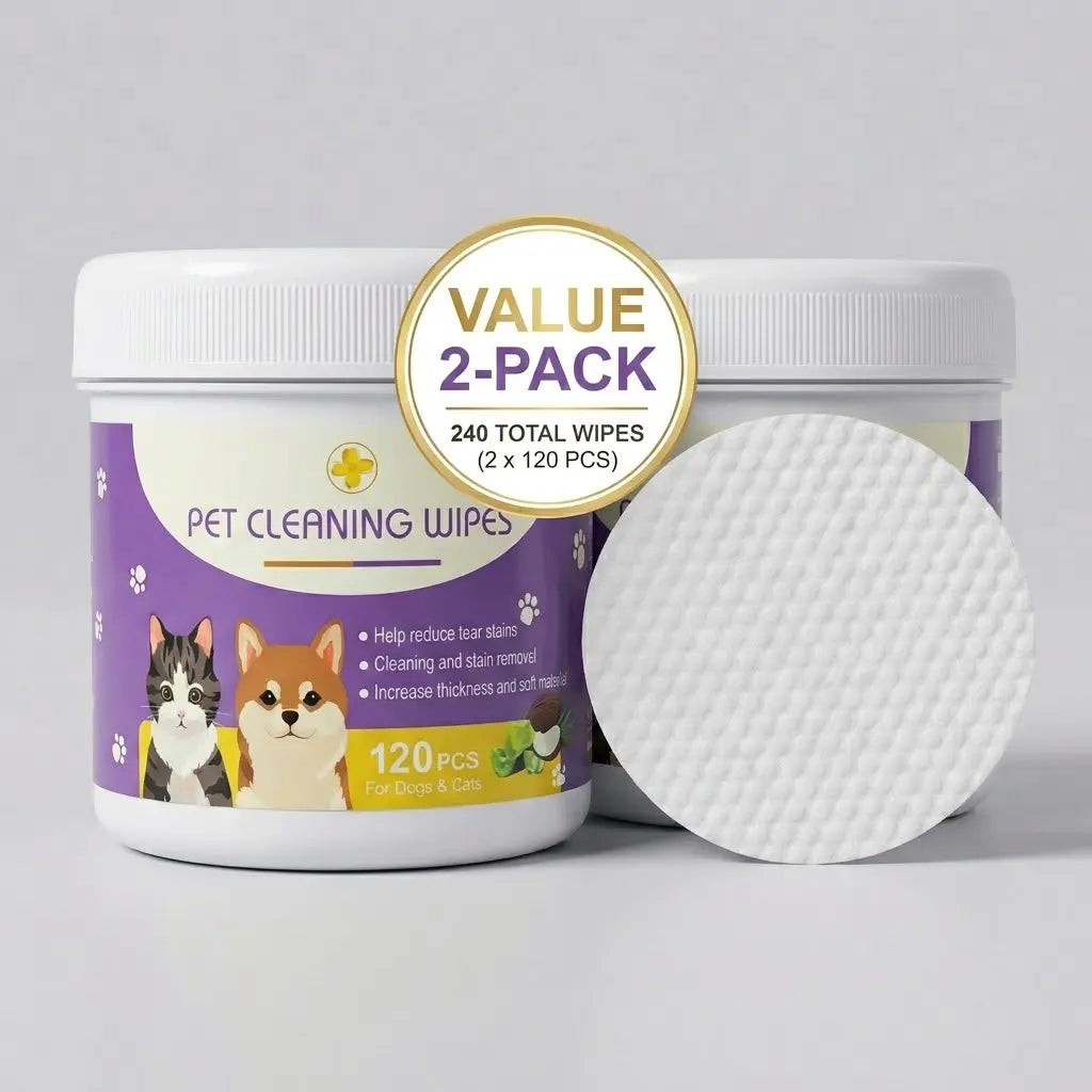 Bellepaws Gentle Pet Eye and Face Cleaning Wipes - 120 Count, Tear Stain and Odor Removal Formula with Aloe, Witch Hazel, and Coconut Oil for Dogs and Cats