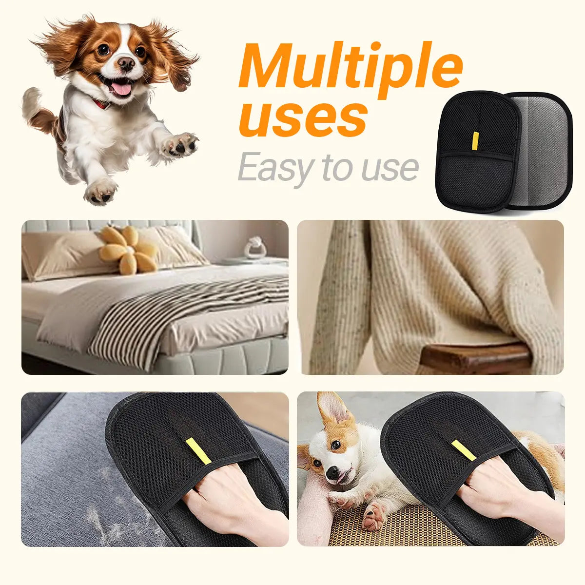 Pet Hair Remover Glove, Electrostatic Removal Gloves for Pet Hair, Pet Hair Remover Gloves for Dog & Cat, Reusable Pet Hair Remover Glove for Carpet, Couch, Clothing