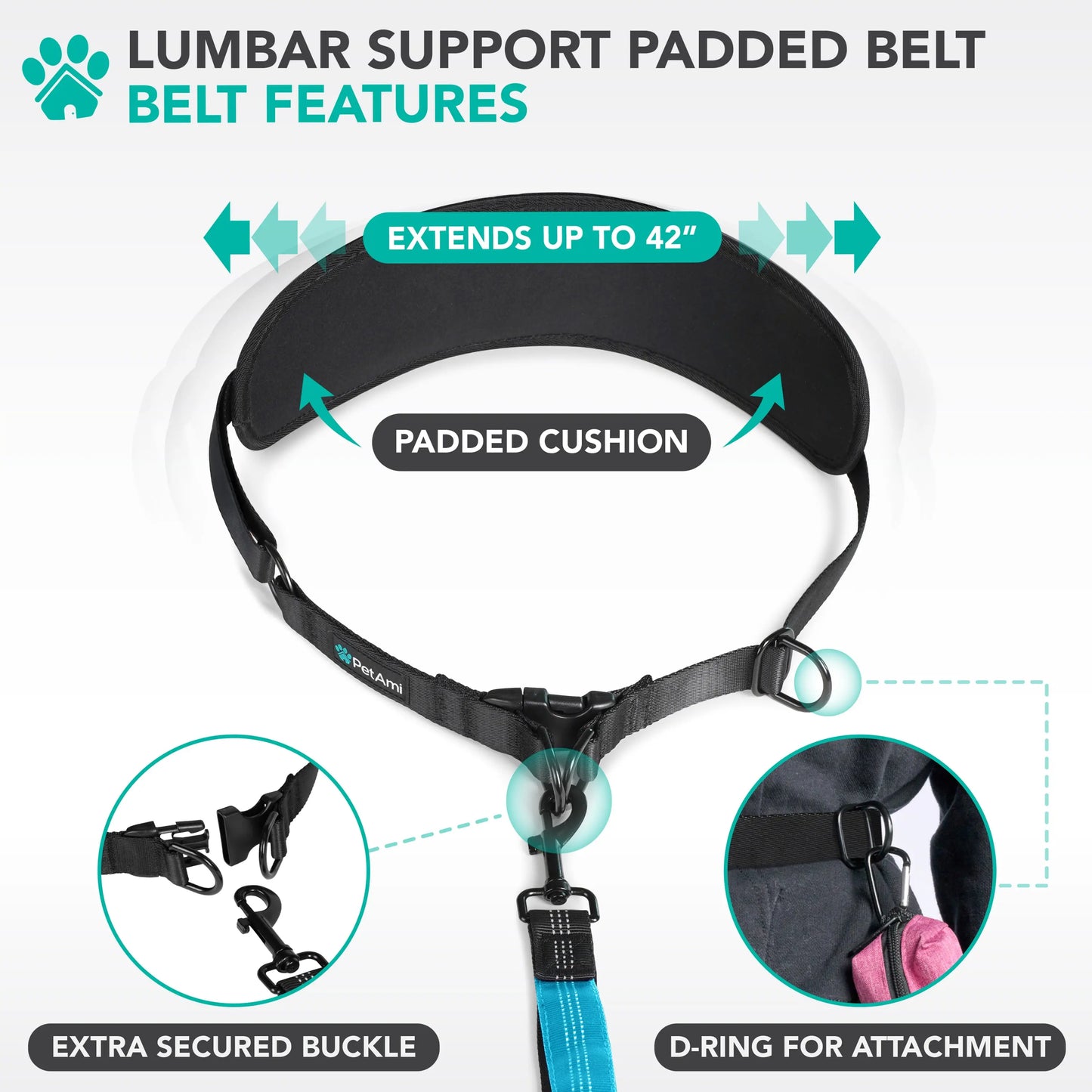 Petami Heavy-Duty Double Dog Leash with 360° Swivel No-Tangle Coupler, Shock-Absorbing Bungee, Padded Handles, and Reflective Design for Medium and Large Dogs
