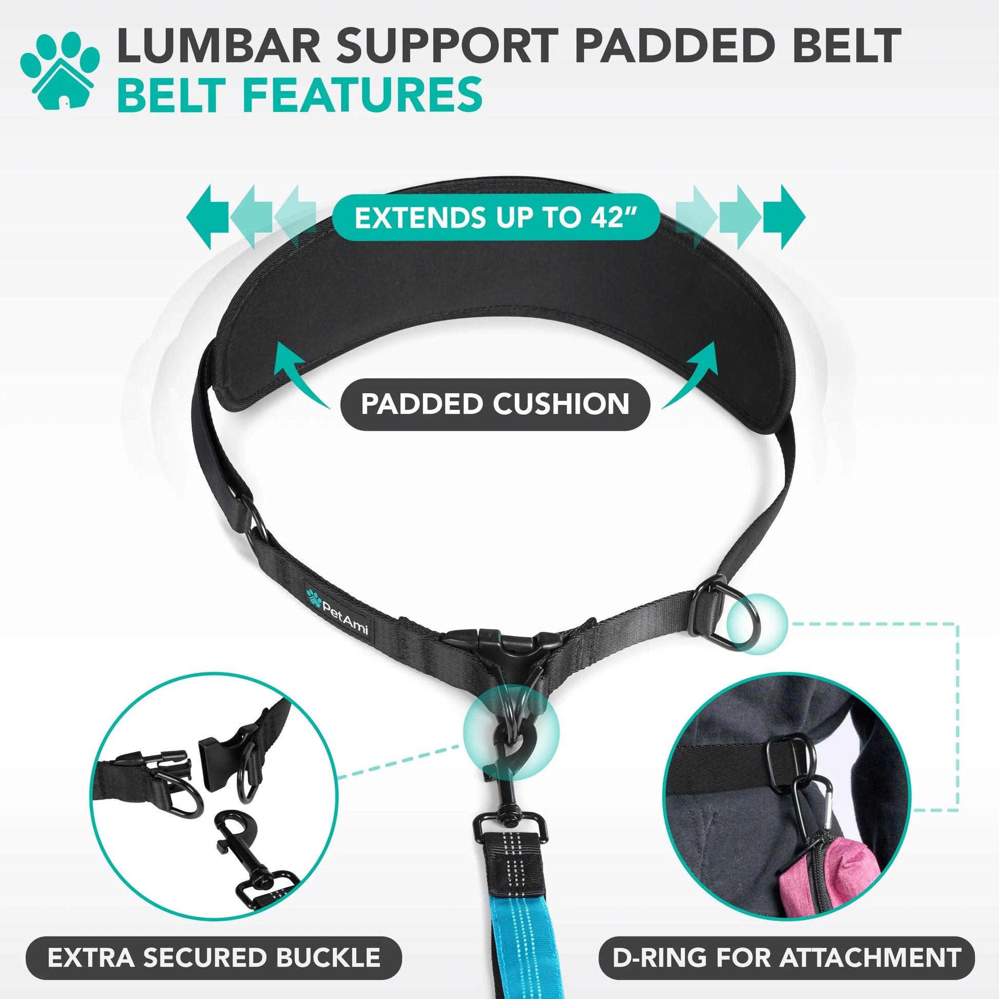 Petami Heavy-Duty Double Dog Leash with 360° Swivel No-Tangle Coupler, Shock-Absorbing Bungee, Padded Handles, and Reflective Design for Medium and Large Dogs