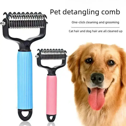 Universal Double-Sided Stainless Steel Pet Detangling Comb for Dog Grooming and Shedding Control