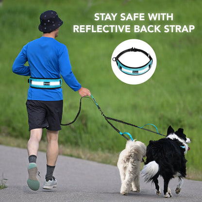Petami Heavy-Duty Double Dog Leash with 360° Swivel No-Tangle Coupler, Shock-Absorbing Bungee, Padded Handles, and Reflective Design for Medium and Large Dogs