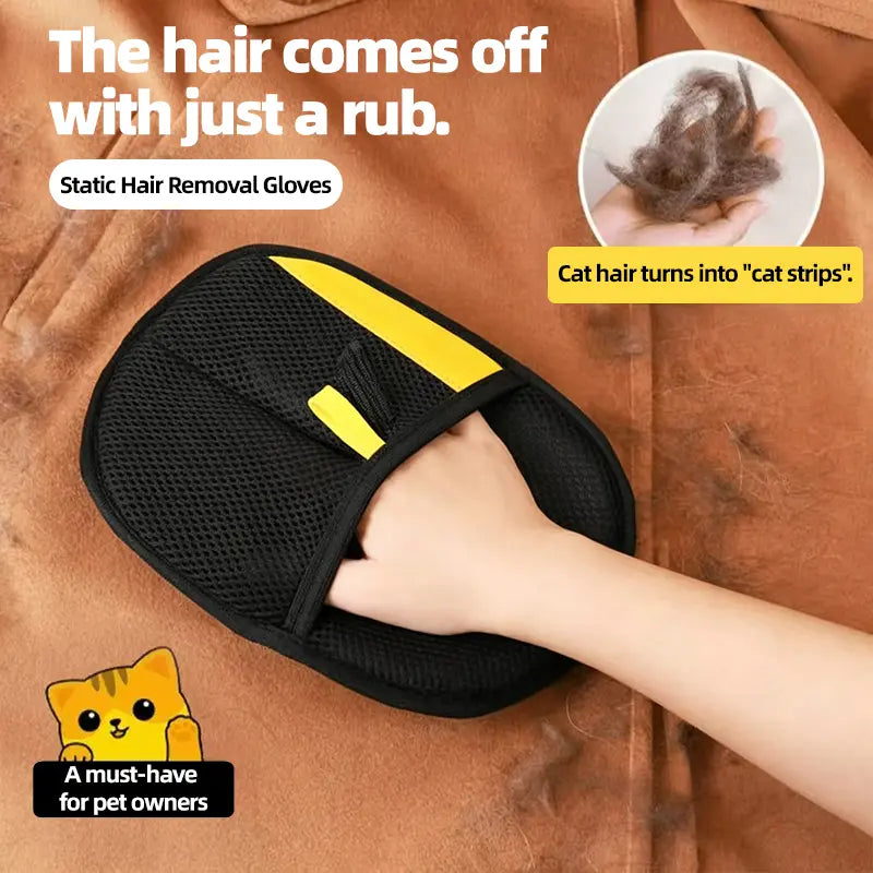 Electrostatic Pet Hair Removal Gloves - Reusable Shedding Tool for Effective Cleaning of Furniture, Carpets, and Car Interiors