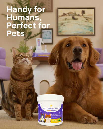Bellepaws Gentle Pet Eye and Face Cleaning Wipes - 120 Count, Tear Stain and Odor Removal Formula with Aloe, Witch Hazel, and Coconut Oil for Dogs and Cats