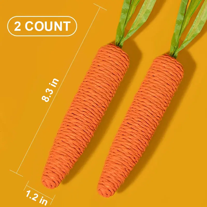 Lovely Caves Cotton Carrot Cat Chew Toy Set, 2 Pieces