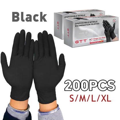200-Piece Heavy-Duty Nitrile Gloves Bulk Pack - Black, Purple, Blue, 5Mil Thickness, Disposable, Powder-Free, Latex-Free, Chemical Resistant, Flexible and Form-Fitting for Industrial, Automotive, Cooking, Cleaning, and Pet Grooming Applications