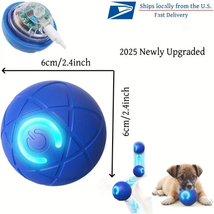 Fuzztik 2025 Upgraded Interactive Dog Toy Ball - Durable USB Rechargeable TPR Material with Automatic Rolling and Vibrating Features for Dogs of All Sizes, Anti-Biting and High-Quality Design