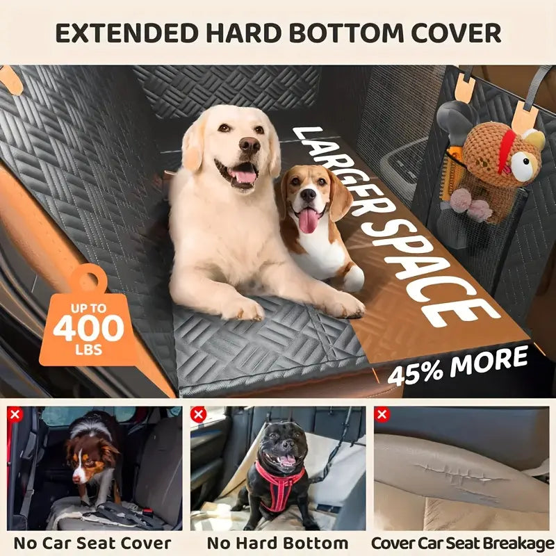 Premium Waterproof Dog Car Seat Cover with Mesh Window - Durable and Scratch-Resistant for Trucks and SUVs, Perfect for Aggressive Chewers, Black