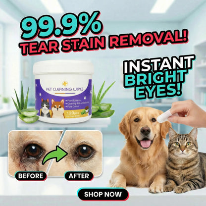 Bellepaws Gentle Pet Eye and Face Cleaning Wipes - 120 Count, Tear Stain and Odor Removal Formula with Aloe, Witch Hazel, and Coconut Oil for Dogs and Cats
