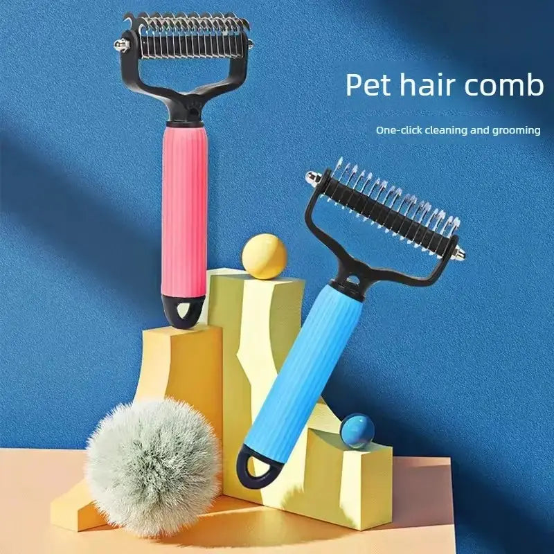 Universal Double-Sided Stainless Steel Pet Detangling Comb for Dog Grooming and Shedding Control