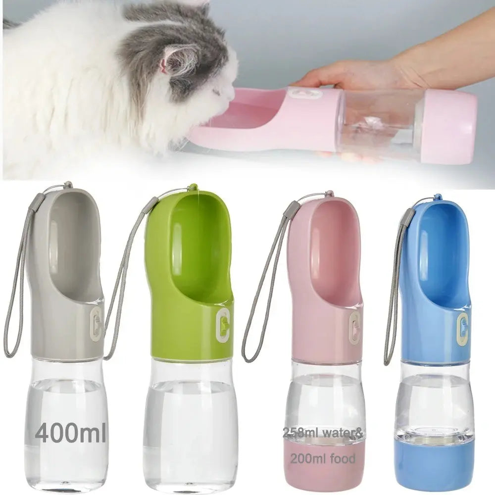 Portable Leak-Proof Pet Travel Water Bowl and Food Feeder Set, 258ML Water Capacity and 200ML Food Capacity, Easy to Clean and Detachable for Outdoor Adventures with Cats and Dogs