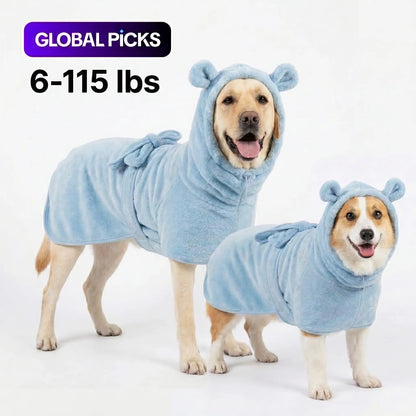 Koogal Adjustable Waistband Microfiber Dog Bath Robe and Towels for Quick Drying - Suitable for Small to Large Dogs (6 to 115 lbs)