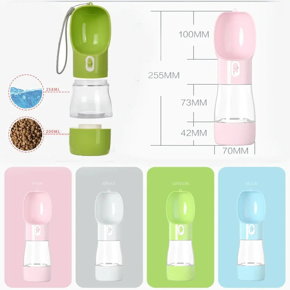 Portable Leak-Proof Pet Travel Water Bowl and Food Feeder Set, 258ML Water Capacity and 200ML Food Capacity, Easy to Clean and Detachable for Outdoor Adventures with Cats and Dogs