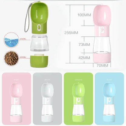 Portable Leak-Proof Pet Travel Water Bowl and Food Feeder Set, 258ML Water Capacity and 200ML Food Capacity, Easy to Clean and Detachable for Outdoor Adventures with Cats and Dogs