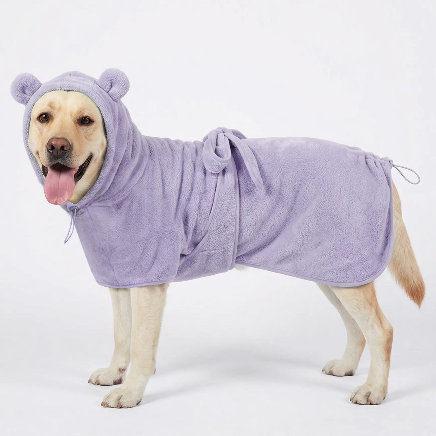 Koogal Adjustable Waistband Microfiber Dog Bath Robe and Towels for Quick Drying - Suitable for Small to Large Dogs (6 to 115 lbs)