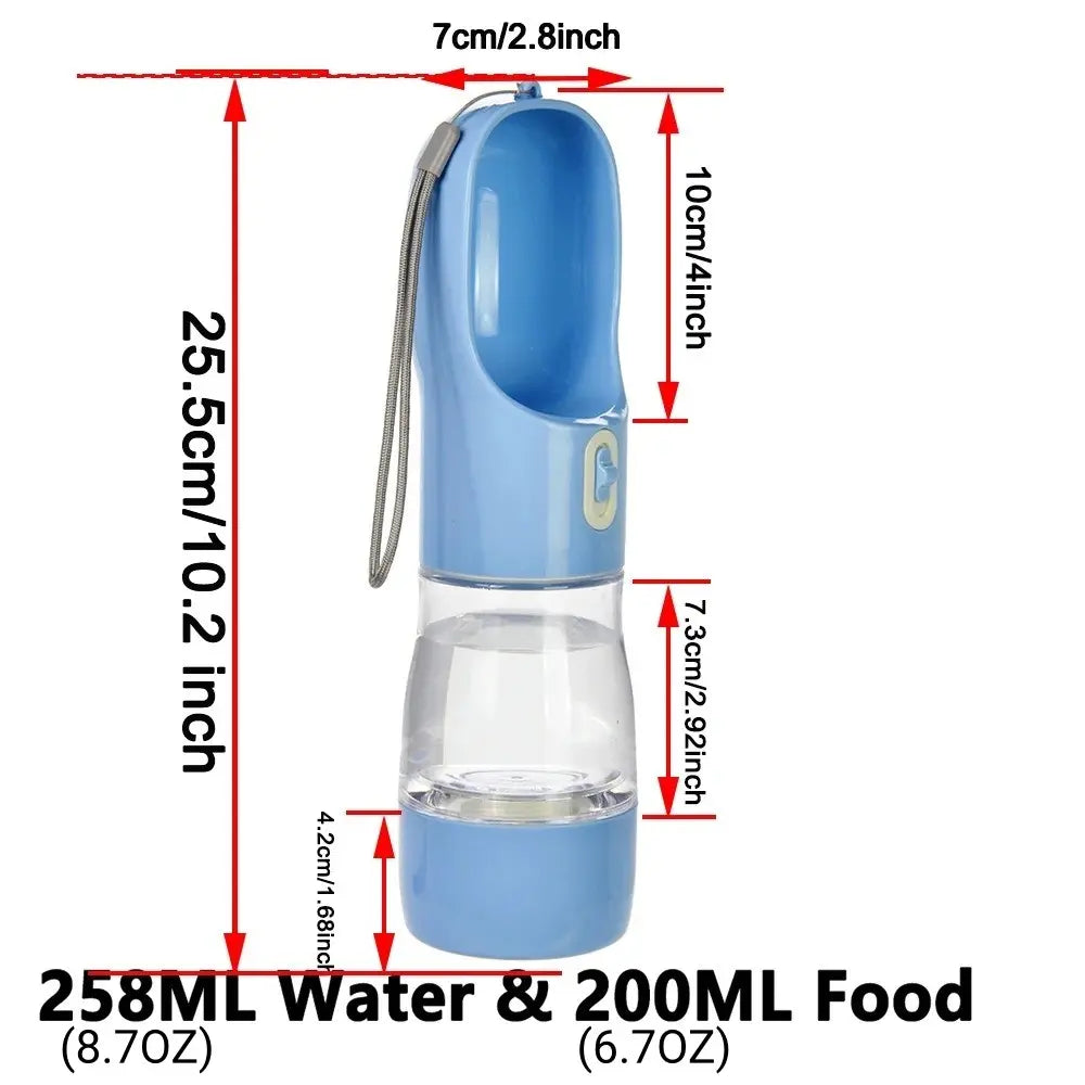 Portable Leak-Proof Pet Travel Water Bowl and Food Feeder Set, 258ML Water Capacity and 200ML Food Capacity, Easy to Clean and Detachable for Outdoor Adventures with Cats and Dogs