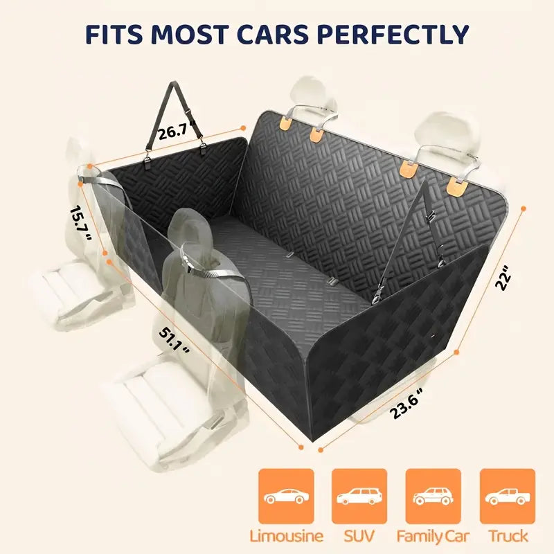 Premium Waterproof Dog Car Seat Cover with Mesh Window - Durable and Scratch-Resistant for Trucks and SUVs, Perfect for Aggressive Chewers, Black