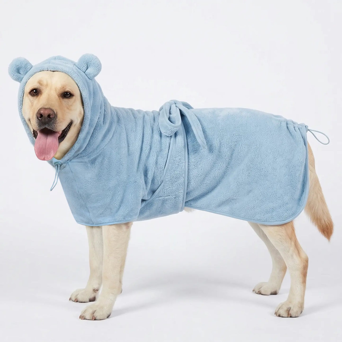 Koogal Adjustable Waistband Microfiber Dog Bath Robe and Towels for Quick Drying - Suitable for Small to Large Dogs (6 to 115 lbs)