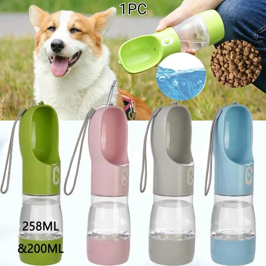 Portable Leak-Proof Pet Travel Water Bowl and Food Feeder Set, 258ML Water Capacity and 200ML Food Capacity, Easy to Clean and Detachable for Outdoor Adventures with Cats and Dogs